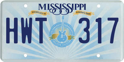 MS license plate HWT317