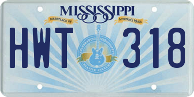 MS license plate HWT318