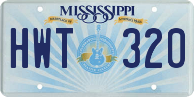 MS license plate HWT320