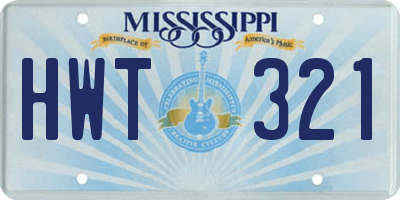 MS license plate HWT321