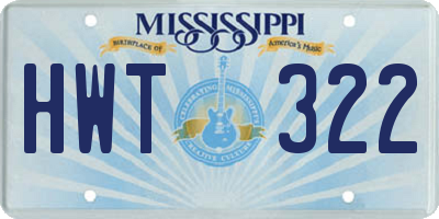 MS license plate HWT322