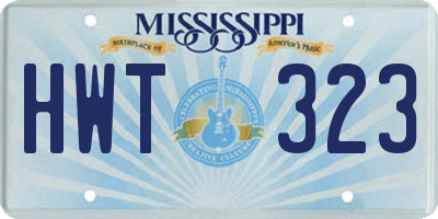 MS license plate HWT323
