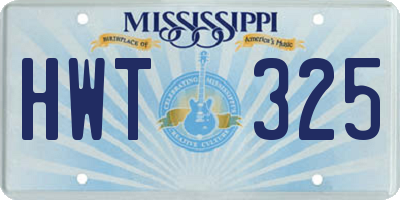 MS license plate HWT325