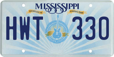 MS license plate HWT330