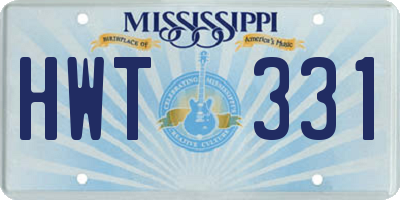 MS license plate HWT331