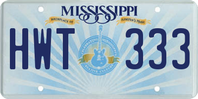 MS license plate HWT333