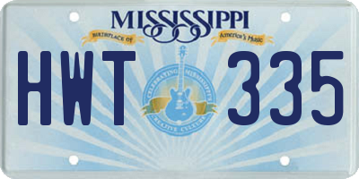 MS license plate HWT335