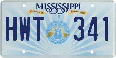 MS license plate HWT341