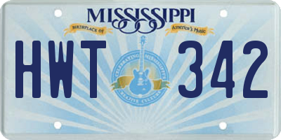 MS license plate HWT342