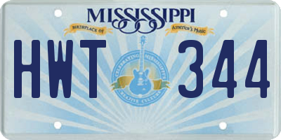MS license plate HWT344