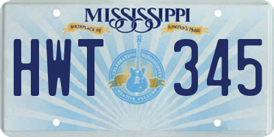 MS license plate HWT345