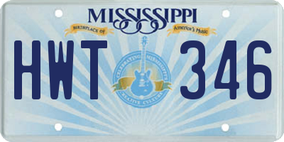 MS license plate HWT346