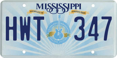 MS license plate HWT347
