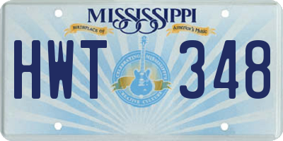 MS license plate HWT348