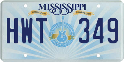MS license plate HWT349