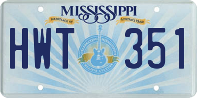MS license plate HWT351