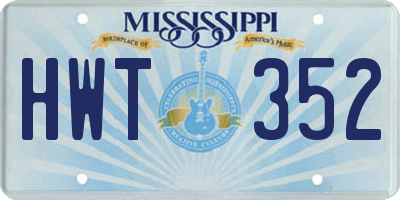 MS license plate HWT352