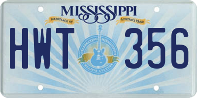 MS license plate HWT356