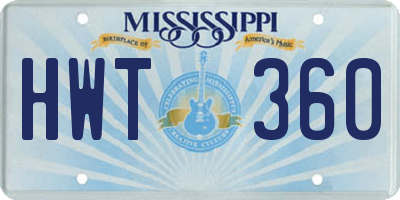MS license plate HWT360