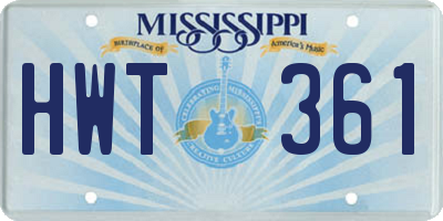 MS license plate HWT361