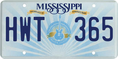MS license plate HWT365