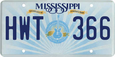 MS license plate HWT366
