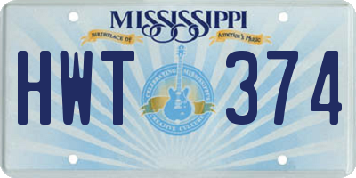 MS license plate HWT374