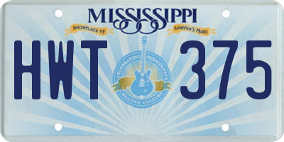 MS license plate HWT375