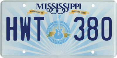 MS license plate HWT380