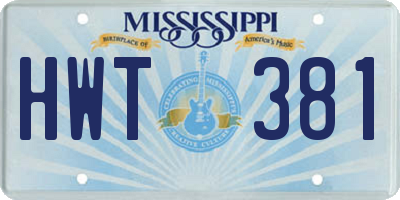 MS license plate HWT381