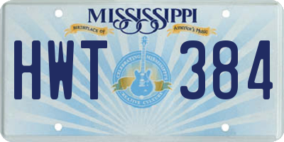 MS license plate HWT384