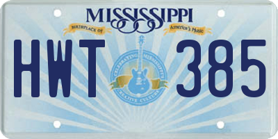 MS license plate HWT385