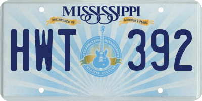 MS license plate HWT392