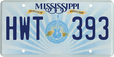 MS license plate HWT393