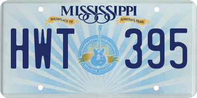 MS license plate HWT395