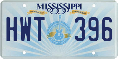 MS license plate HWT396