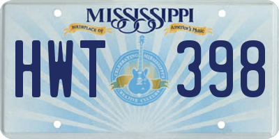 MS license plate HWT398