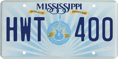 MS license plate HWT400