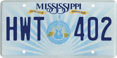 MS license plate HWT402