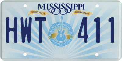 MS license plate HWT411