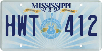 MS license plate HWT412