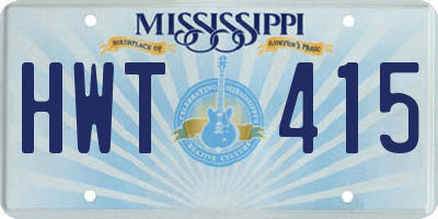 MS license plate HWT415