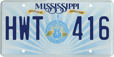 MS license plate HWT416
