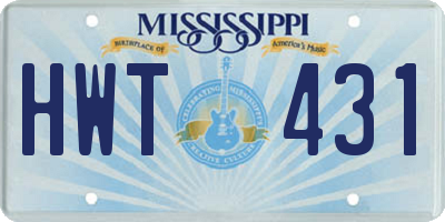 MS license plate HWT431