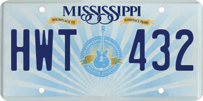 MS license plate HWT432