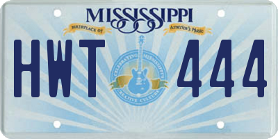 MS license plate HWT444