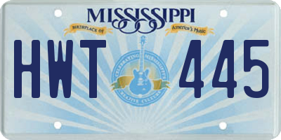 MS license plate HWT445