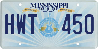 MS license plate HWT450