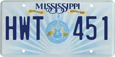 MS license plate HWT451