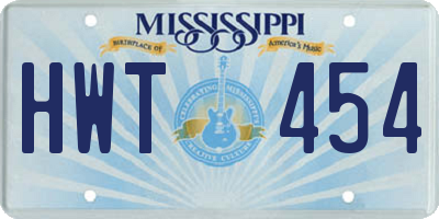 MS license plate HWT454